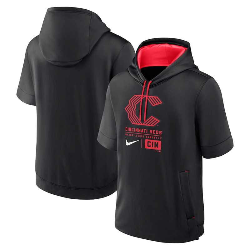 Men's Cincinnati Reds Black City Connect Short Sleeve Pullover Hoodie